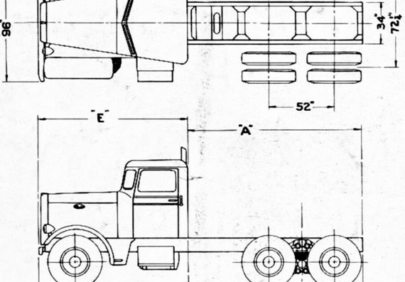 Peterbilt 351 (1956) чертежи (рисунки) грузовика